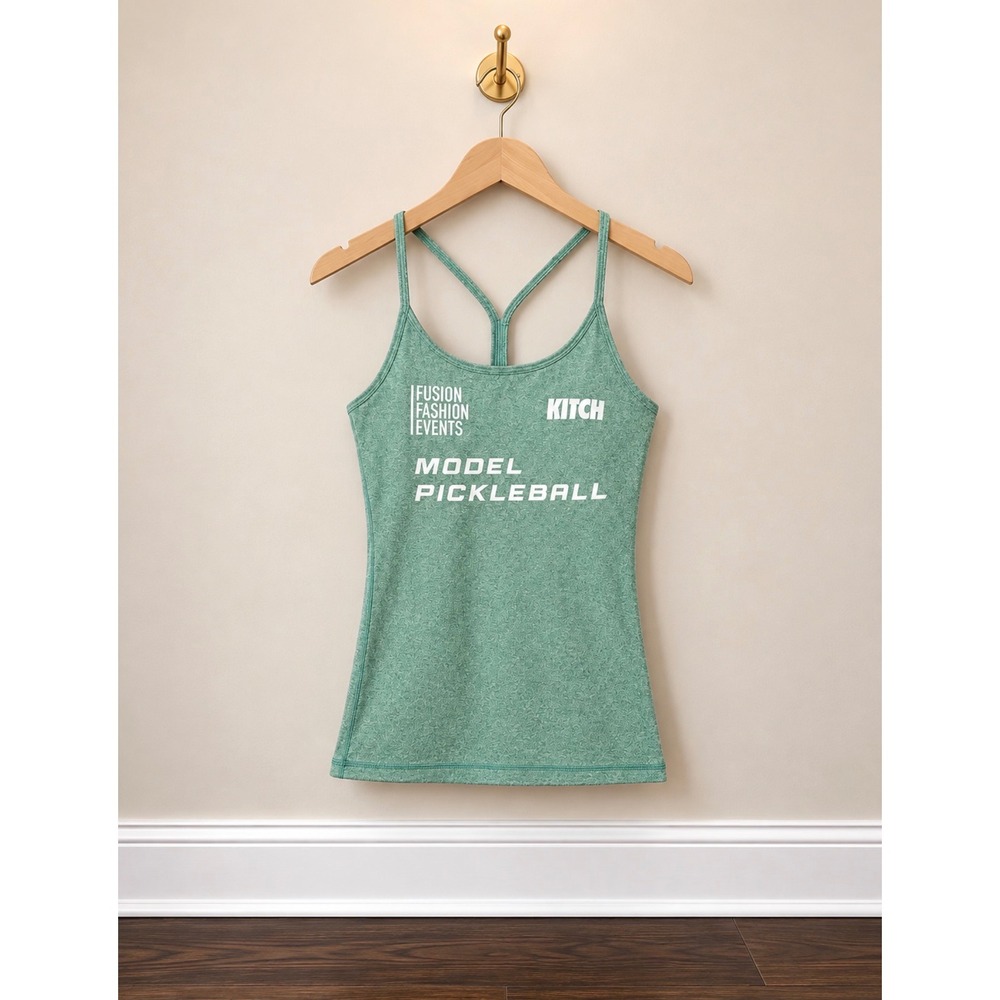 Kitsch Mint Green Racerback Tank with White Logo